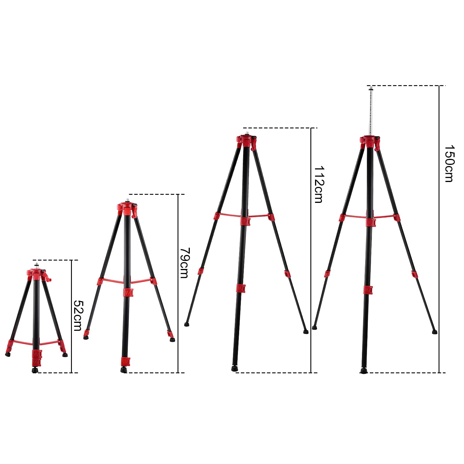 Trípode para Nivel Laser Portátil, trípode telescópico ajustable de 1,5 m, Roscas de 5/8 a 1/4 de Pulgada para Medidores Láser