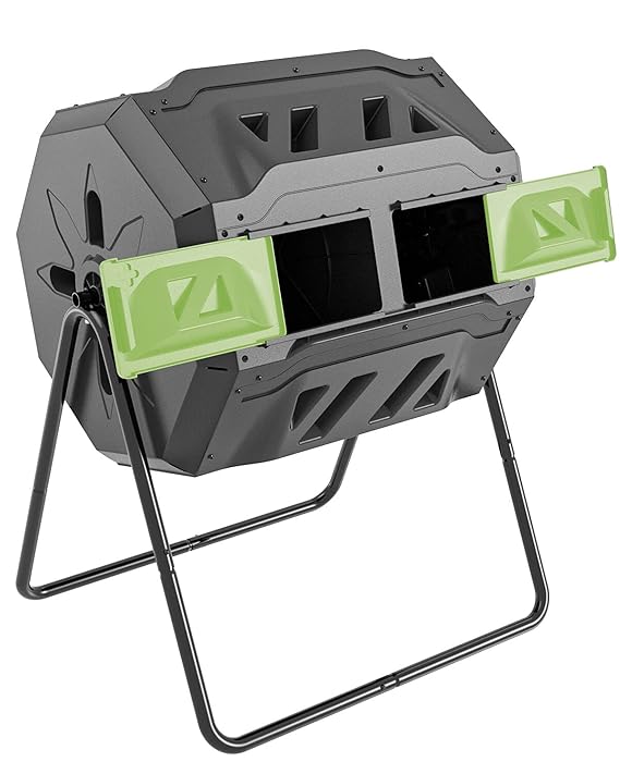 EJWOX Large Composting Tumbler Dual Rotating Outdoor Garden Compost