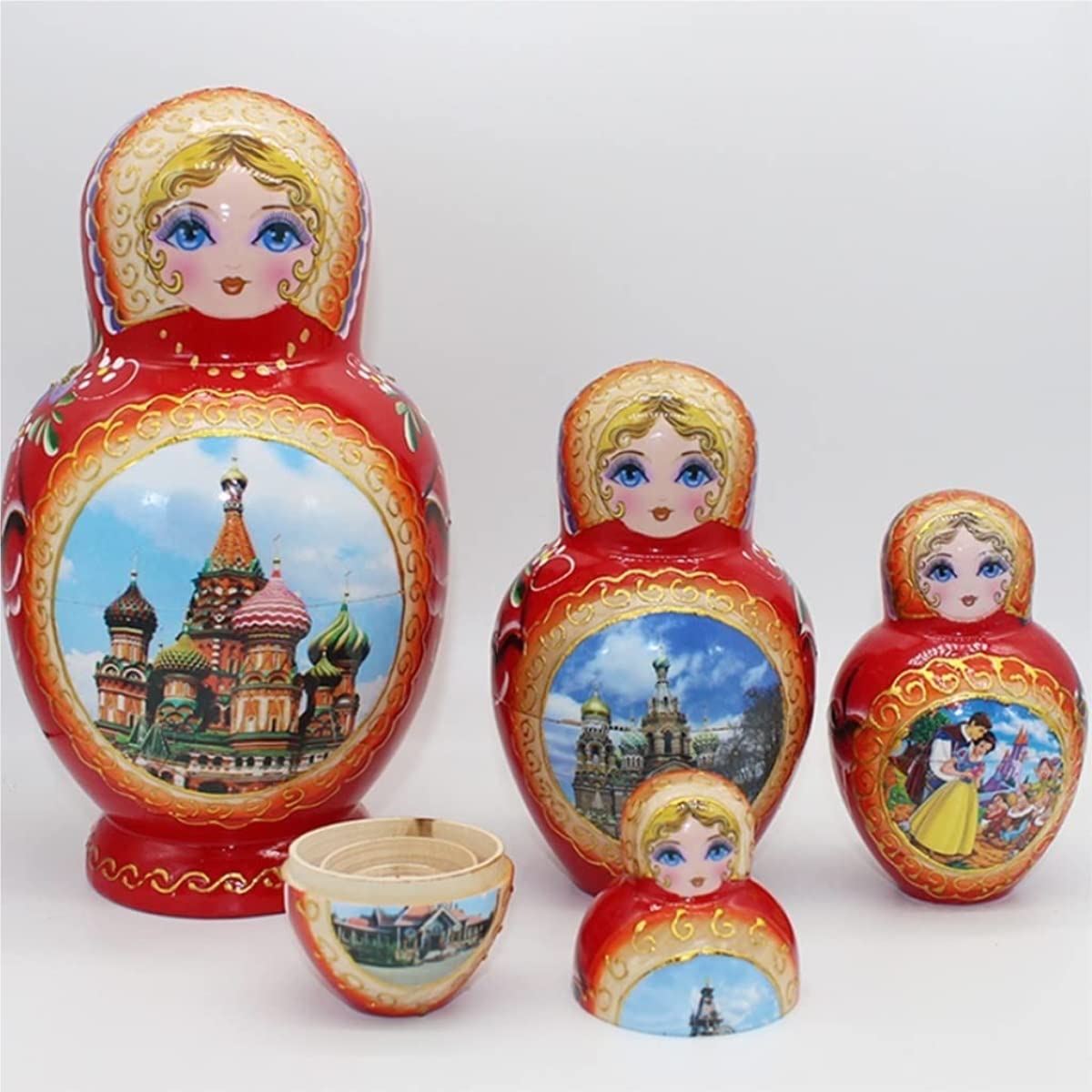 Matrioszka 10 Sztuk Śliczny Czerwony Warkocz Sweter Dziewczyna Rosyjski Gniazdowanie Lalek Matryoshka Rosyjska Lalka Etniczna Zabawki Układania
