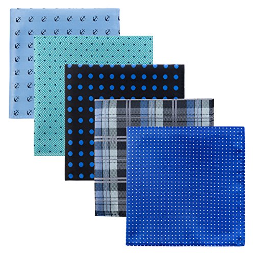 Retreez 5 Piece Assorted Woven Microfiber Premium Pocket Square Gift Box Set - Set 013