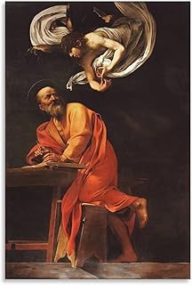 Michelangelo Merisi Caravaggio Oil Painting On CanvasThe Inspiration of Saint Matthew Wall Art Paintings Canvas Wall Decor Home Decor Living Room Decor Aesthetic 12x18inch(30x45cm) Unframe-Style