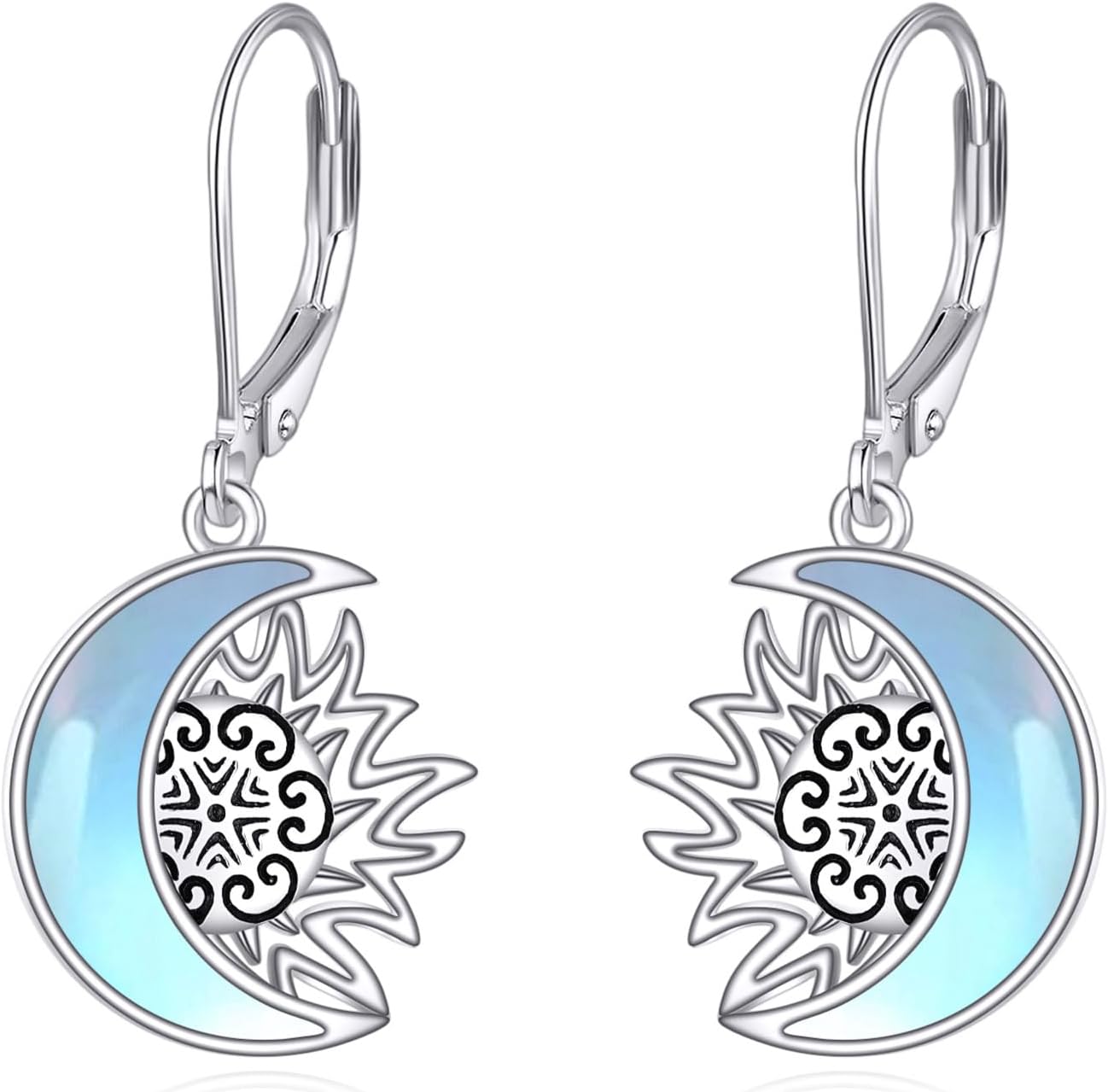Sun and Moon Earrings 925 Sterling Silver Moon Earrings Sun Earrings Sun and Moon Dangle Earrings for Women Mom Friends