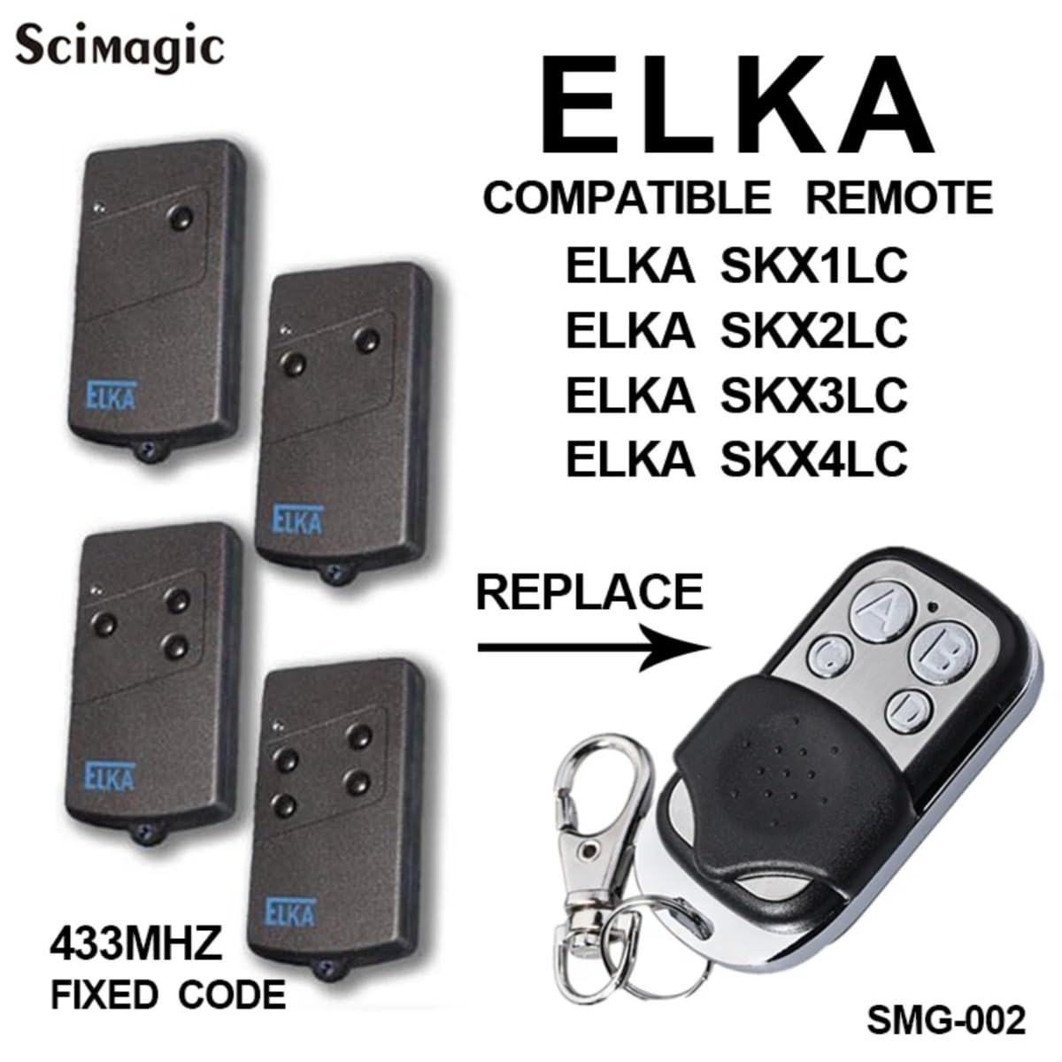 ELKA SKX1LC SKX2LC SKX3LC SKX4LC garage tür fernbedienung ersatz 433Mhz klon befehl handheld starten sender