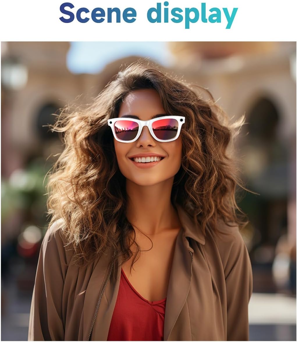 Image depicting a user interacting with the voice assistant feature of the smart glasses while driving.