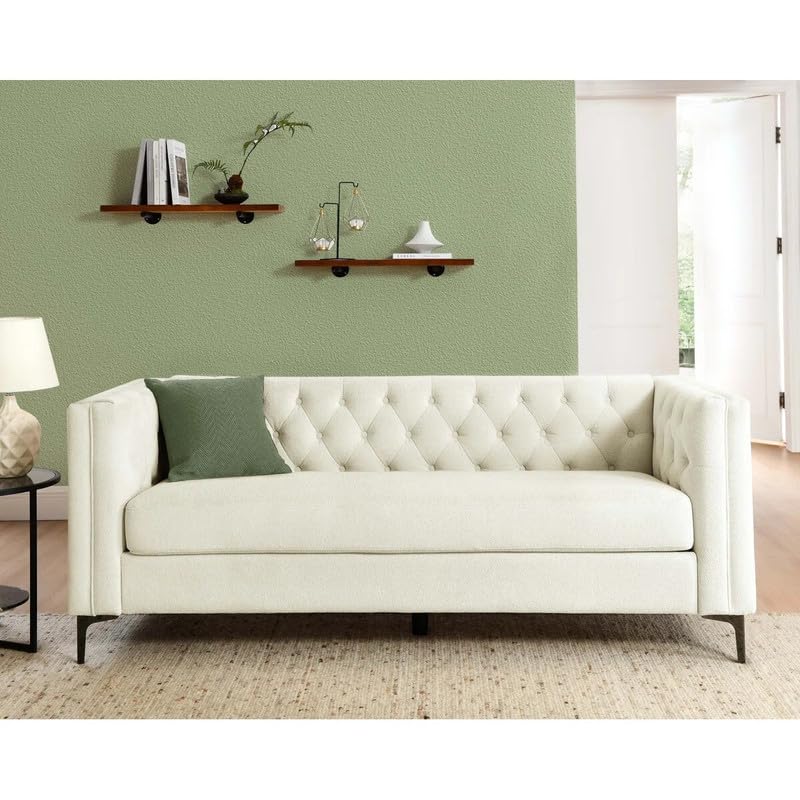 Image of Devonaire Modern Tufted Design Sofa 3 Seater | Loveseat with Armrest, Metal Legs - Beige Living Room Sofa