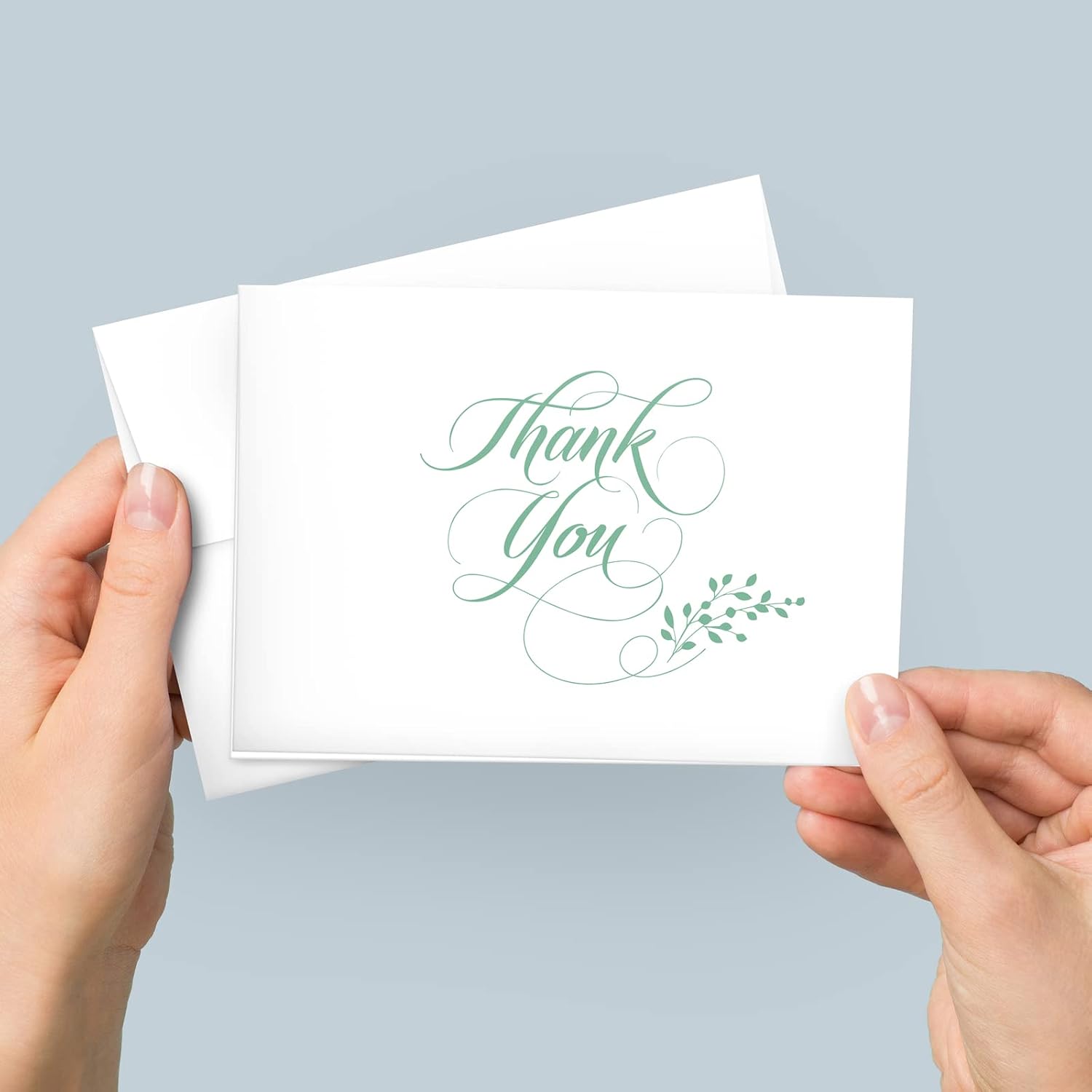 GotPrint Thank You Cards with Envelopes | 5x7 Greeting Cards | 3 Designs 12 Sets Botanical Notes with Envelopes | Green Hue Leaves Prints for Weddings, Baby Showers, Birthdays, Graduations | 1 Box