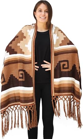 Womens Superfine Alpaca Wool Intarsia Wari Handmade Shawl Wrap One Sz