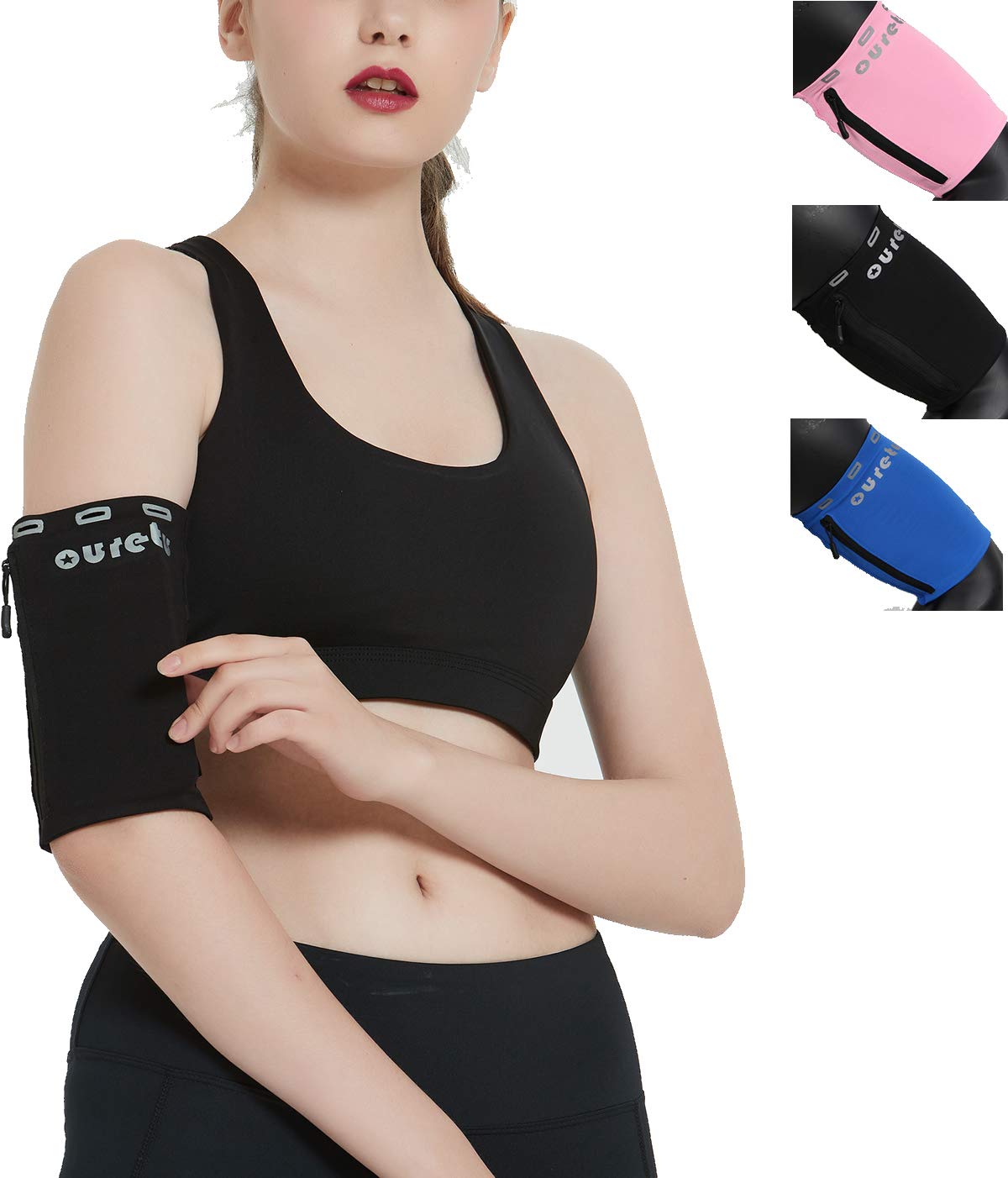 Ouretu Phone Armband Sleeve: Breathability and Lightweight Running Sports Arm Band Strap Holder Pouch Case for Men Women (IPhoneX/8/7/6/11,SamsungS&More) Fitness and Gym Workouts(Pink S)