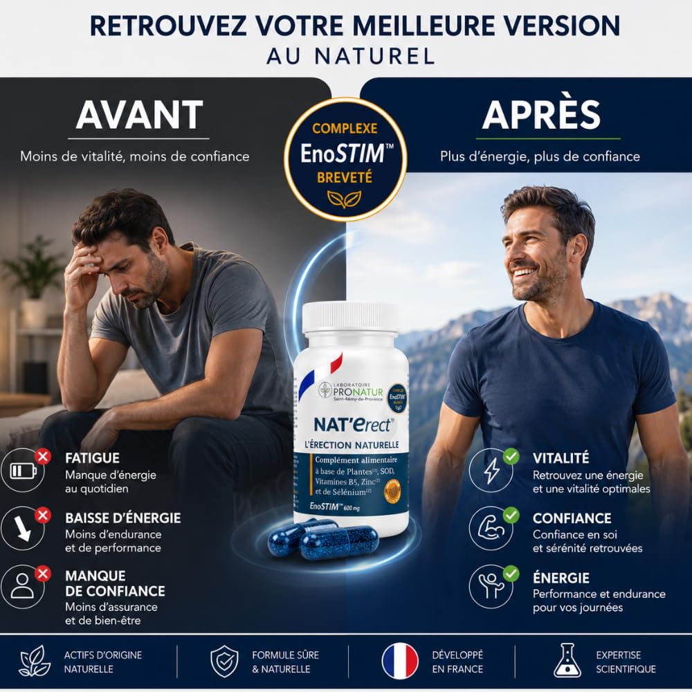 Flux Sanguin et Libido - Nat'Erect® L'ÉRECTION NATURELLE | Dosage ENOSTIM identique à l'étude Clinique