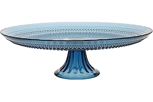 Fortessa Jupiter Beaded Hobnail Glass Blue Cake Stand