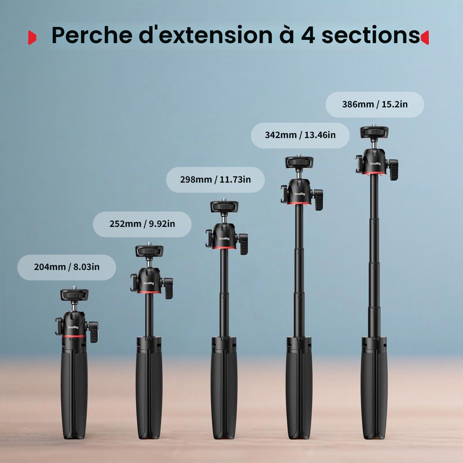 SMALLRIG Mini trépied de Bureau Portable, trépied de Table avec rotule à 360°, vis 1/4"-20 pour Reflex numérique, Appareil Photo, téléphone,pour Gopro Hero 13/12/11/10-5285B