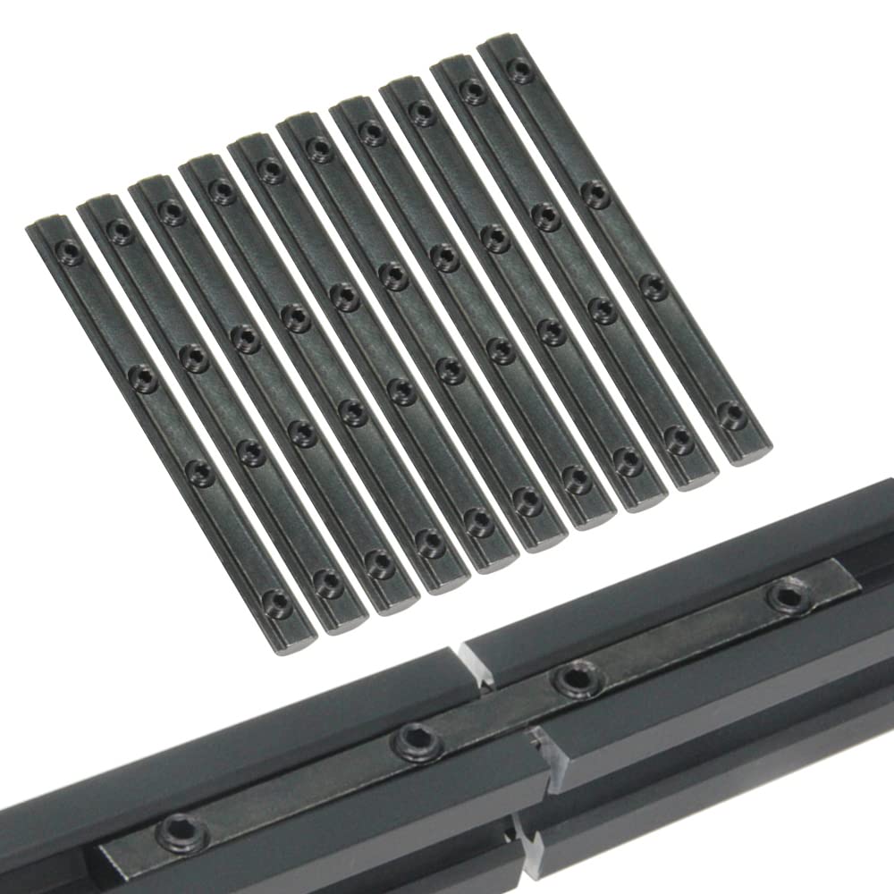 10PCS Black Straight Line Inside Connector Joint Bracket Length 3.9 Inch with M5 Screws for 6mm T Slot Aluminum Extrusion Profile 2020 Series