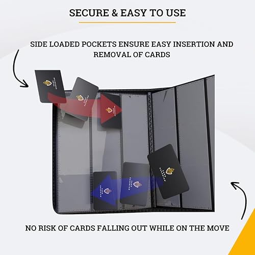 Miniatura 6 de Card Guardian - Carpeta negra de 9 bolsillos con cremallera para 360 tarjetas - Bolsillos laterales de carga para juegos de cartas coleccionables