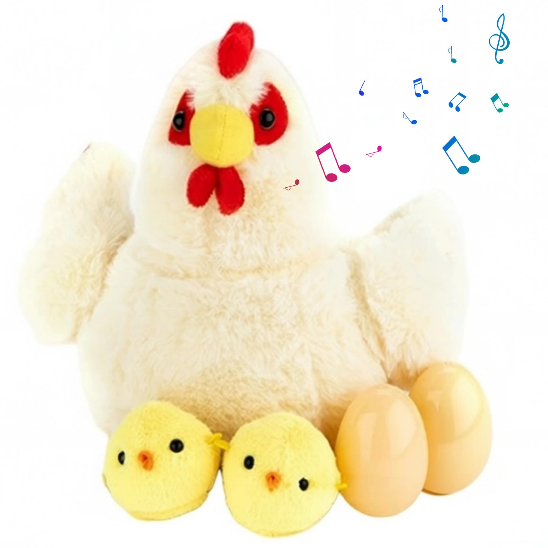 Peluche de Poulet en Peluche, Jouet en de Poulet en, Jouet Ventre à Fermeture éclair avec œufs ou Poussins pour garçons et Filles, Anniversaire, Noël, Pâques