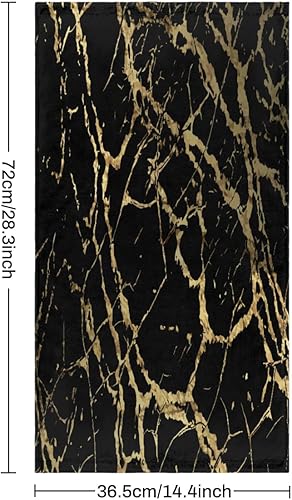 Miniatura 2 de Juego de 2 toallas de mano de mármol negro y dorado, textura de mármol, suaves y altamente absorbentes, toalla de cara para baño, cocina, hotel,