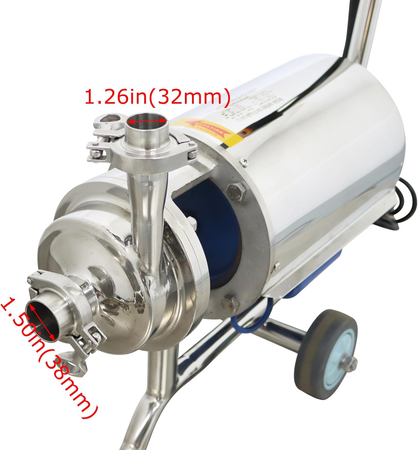 3t/h Centrifugal Pump Sanitary Beverage Pump 304 Food Grade Stainless Steel Milk Beverages Wine Water Pump 110V 0.75kw(Thick case with low noise)