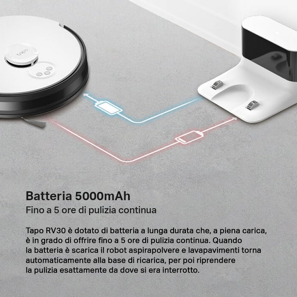 TP-Link Tapo RV30, Robot Aspirapolvere Lavapavimenti, Aspirazione Potenza 4200Pa, Navigazione LiDAR, Mappatura Rapida, Batteria da 5000mAh, Adatto a Pavimenti e Tappeti, Controllo APPAlexaGoogle : Amazon.it: Casa e cucina TP-Link Tapo RV30, Robot Aspirapolvere Lavapavimenti, Aspirazione Potenza 4200Pa, Navigazione LiDAR, Mappatura Rapida, Batteria da 5000mAh, Adatto a Pavimenti e Tappeti, Controllo APPAlexaGoogle : Amazon.it: Casa e cucina