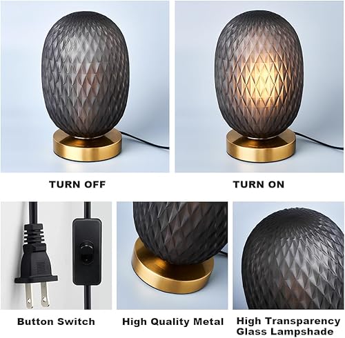 Miniatura 4 de Moderna lámpara de mesa de cristal con globo de mediados de siglo, industrial regulable con control táctil, luces de escritorio, 3 niveles de