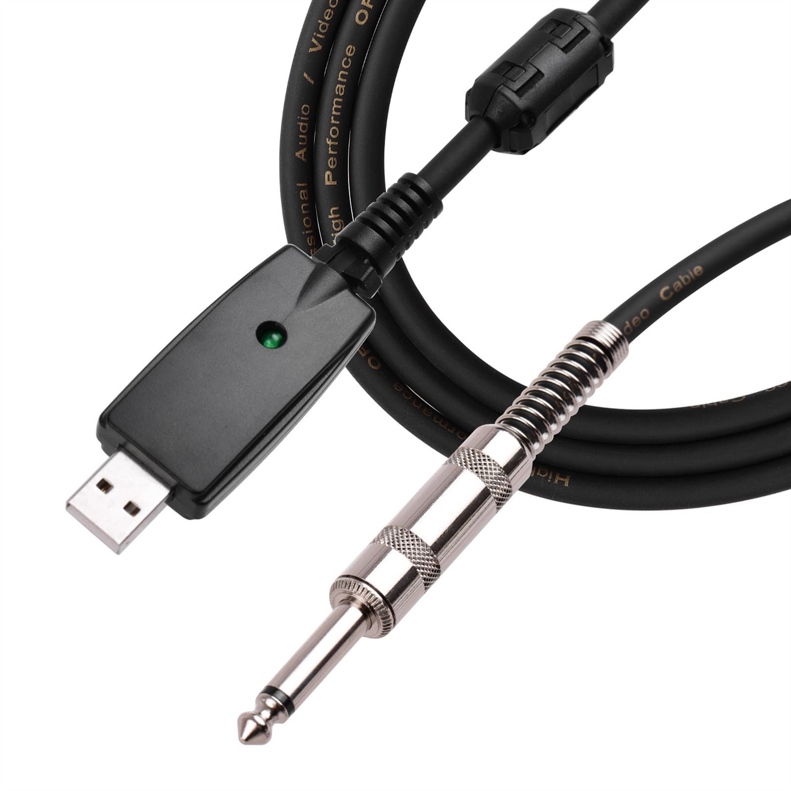 Cavo Audio per Chitarra Cavo Audio per Chitarra USB Interfaccia Maschio USB A Cavo per Chitarra Elettrica Mono da 6,35 Mm 1/4 di Pollice al Collegamento USB del PC