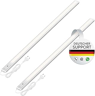 Oktaplex 2er Set Riva LED Unterbauleuchte dimmbar warmweiß 90cm Küchenlicht mit Sensor 730lm Unterbaulampe Küche 10W silber