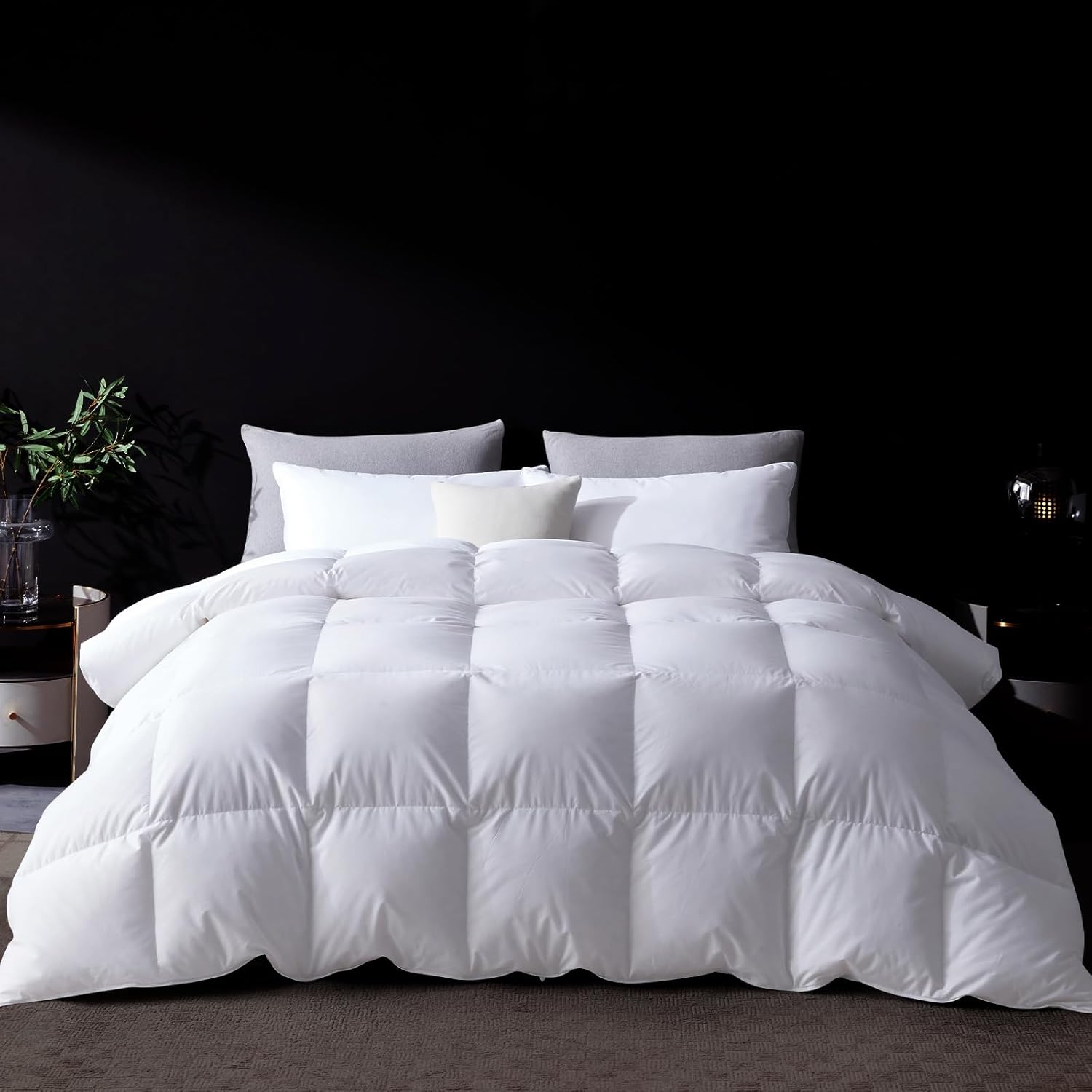 Three Geese Luxury 90% Duck Down Comforter Oversized King Size Down Duvet Insert, Minimum 90% Down, 1200TC 100% Cotton Cover, Hotel Collection All Season White Bedding Comforter, 116 x 94 Inch