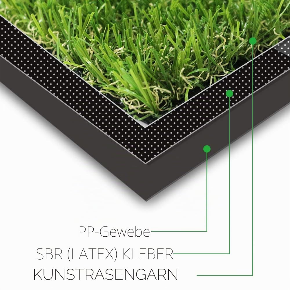 LITA Synthetischer Kunstrasen, 20 mm Florhöhe, hochdichter Kunstrasen, Kunstrasen für Garten, natürlich aussehend, realistisch aussehend, 1 m x 3 m