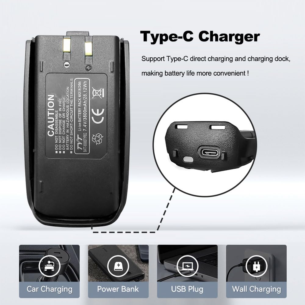 Amazon.com: New TYT TH-UV8000D 10W Type c Charger Port 3800mAh