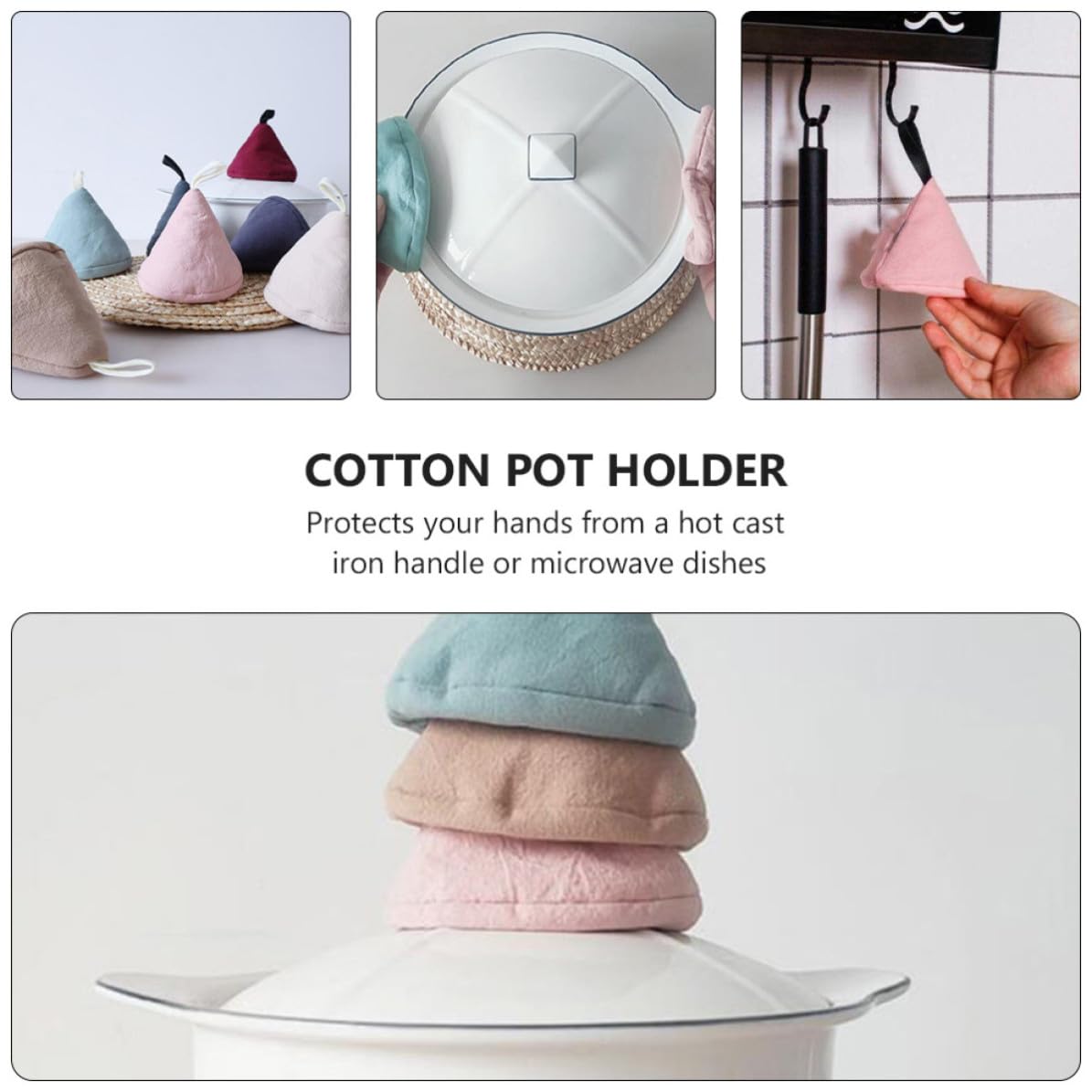 Lot de 2 mini maniques en coton, isolation thermique, pour plats chauds, passent au micro-ondes et aux ustensiles de cuisson