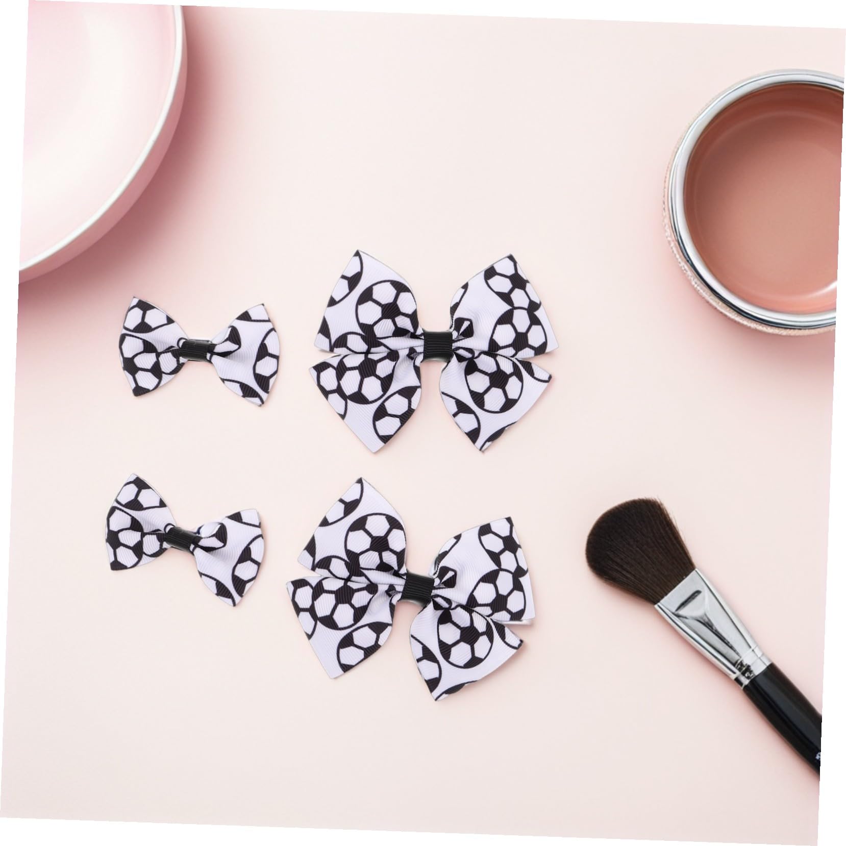 Pinces à Cheveux Nœud Football pour Filles, Lot 12 Pièces Noir Blanc