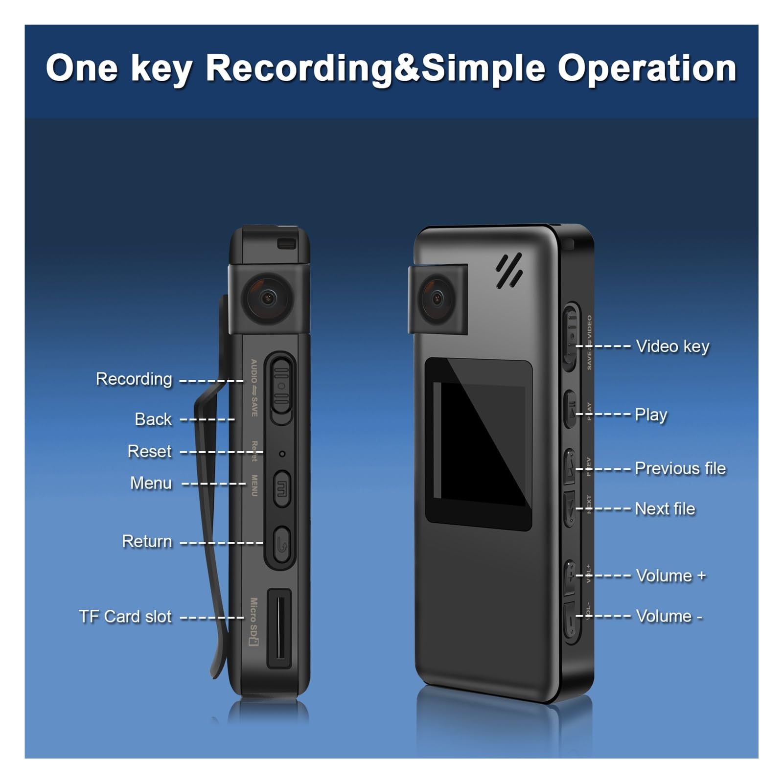 Macchina Fotografica d'azione Action Camera Bike Cam Sport DV Supporto Digital Mini Full 1080P Schermo Magnetico Night Vision 128GB TF Card(with 32GB TF Card)