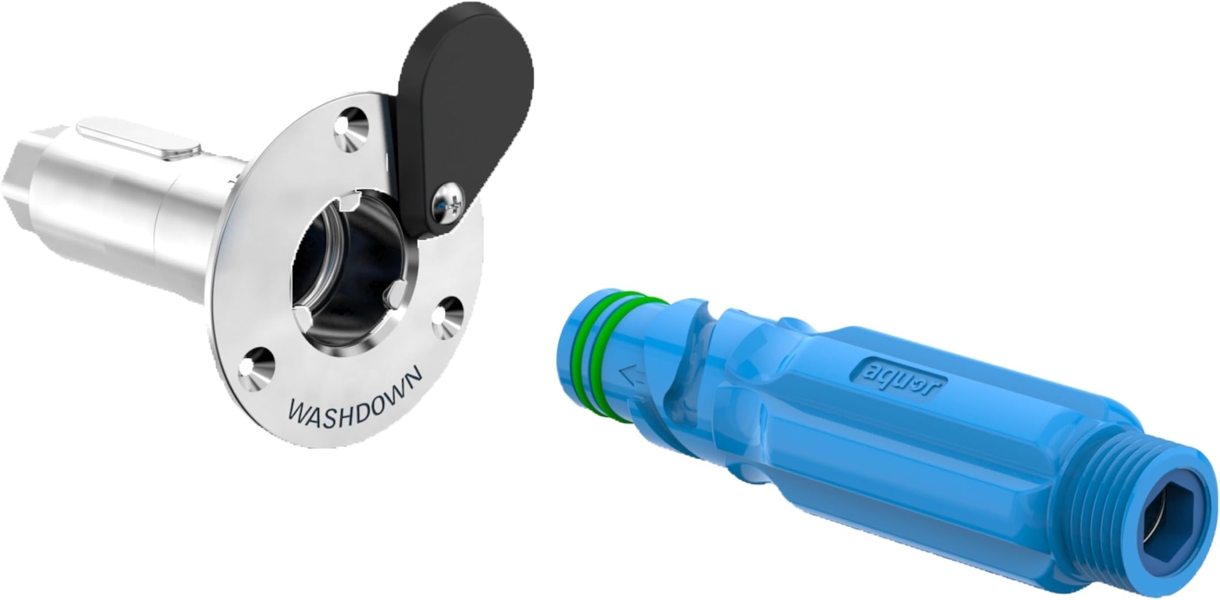 Aquor Marine Deckwash, Easy Installation Water Deck Fill for Boats, Hydrant with Quick Connector for Boat Washdown Hose, Stainless Steel Flush-Mount, Check Valve, ½" NPT (f) x ¾" GHT (m)