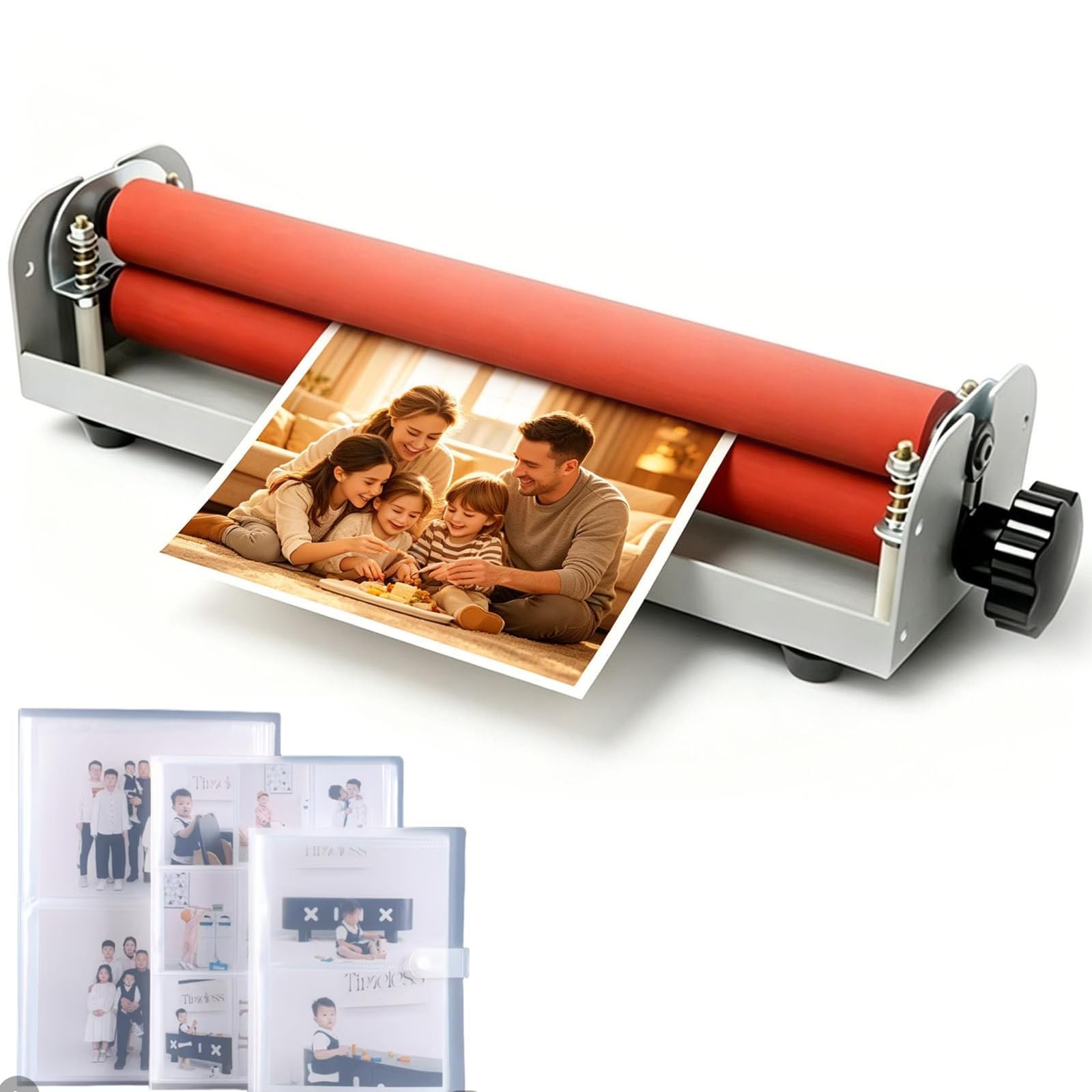 Laminatore a Freddo Manuale, Laminatore a Pressione Manuale di 12 Pollici con Album Fotografico da 6 Pollici, Larghezza 254 mm e Spessore del Materiale 5 mm per Ufficio, Scuola, Foto, Poster, Matrimon