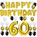 Produktbild KUNGYO Happy Birthday Buchstaben Ballons +Nummer 60 Mylarfolie Ballon + 24 Stück Schwarzes Gold Weiß Luftballons -Perfekte 60 Jahre alte Geburtstagsfeier Dekoration Lieferungen