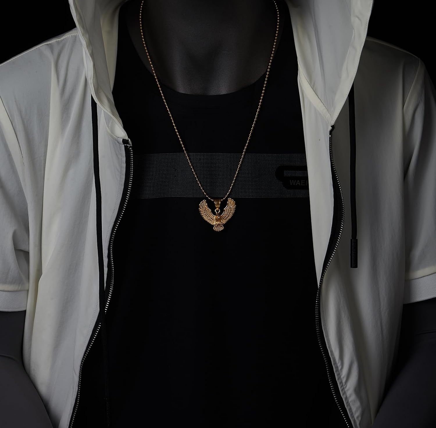 COOLSTEELANDBEYOND Gold Eagle Pendant Necklace for Men, 3D Soaring Bird Stainless Steel Chain Hip Hop Animal Jewelry - Image 2