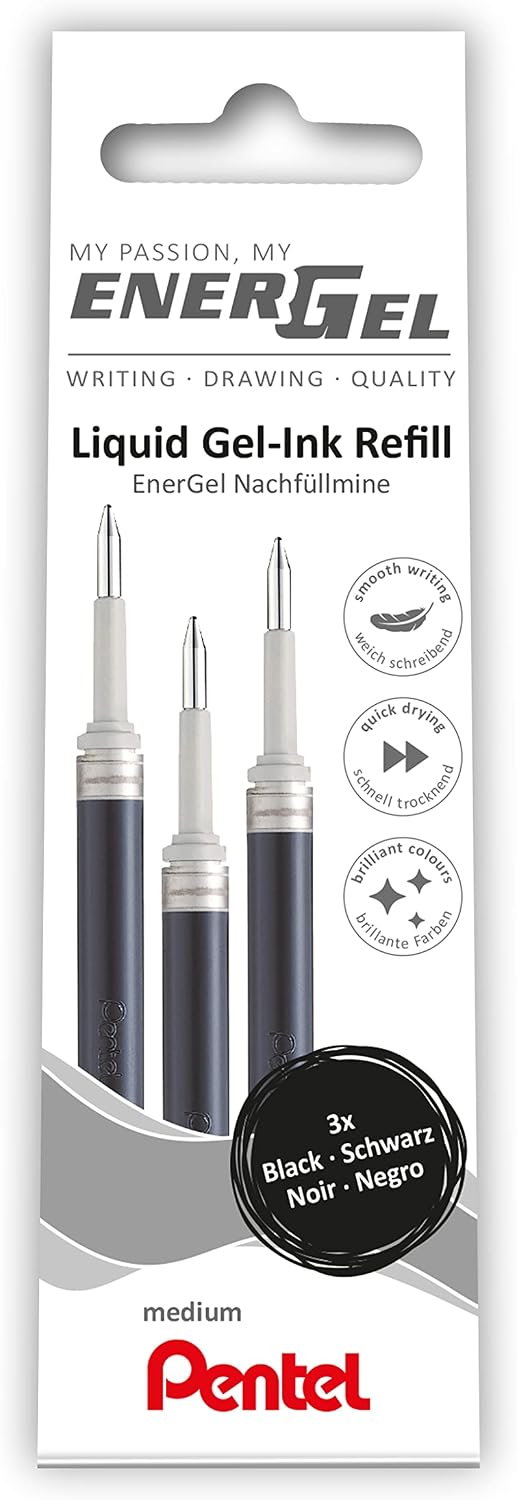 Refill for Pentel EnerGel (BL57, BL77, BL407, BL107, BL117, BL2007, K600, K611, BL437), 0.7mm, Black Ink, 2PC Pack