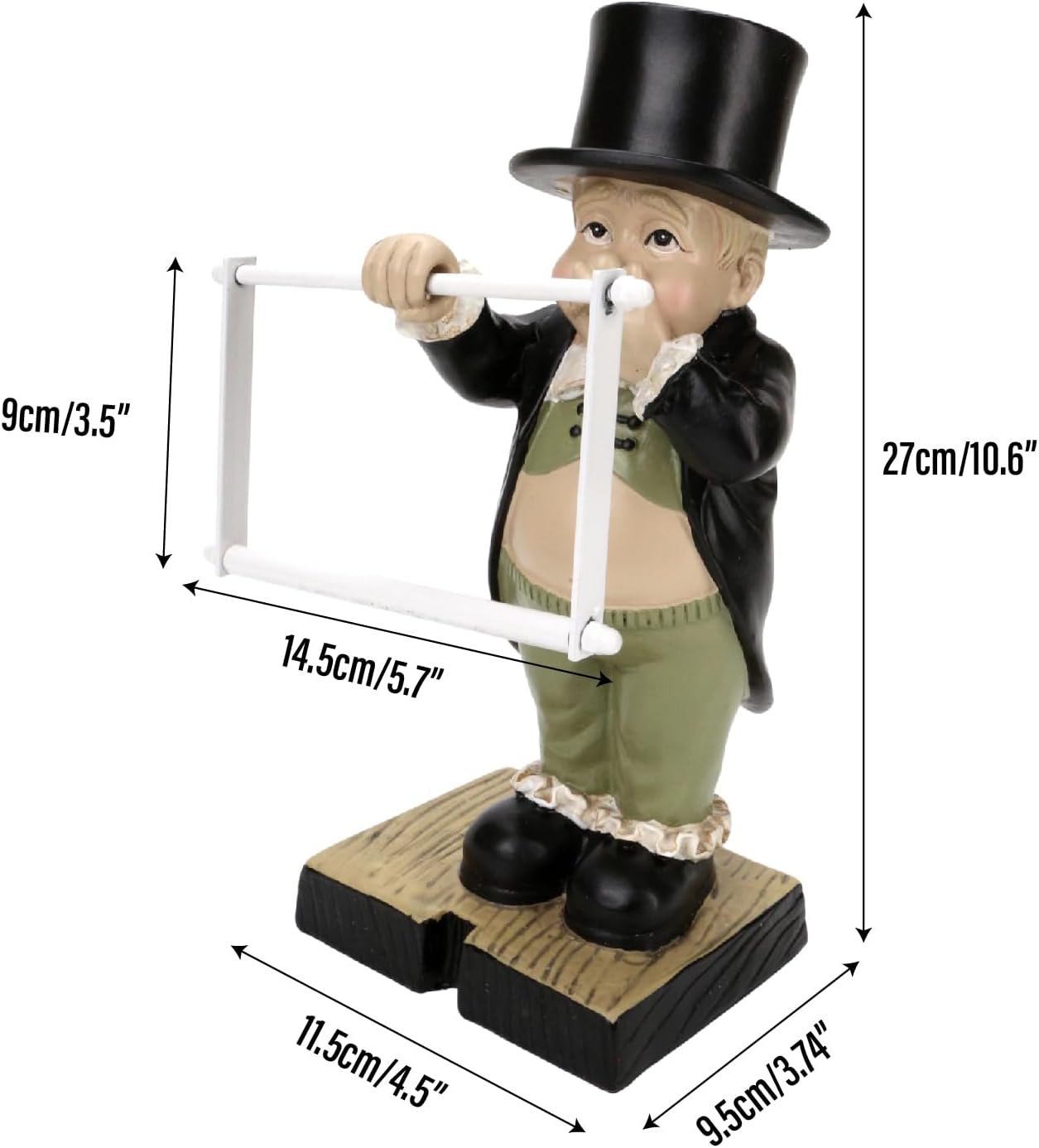 Pottery Toilet Butler Statue – Funny Toilet Paper Holder Stand, Resin Boy Holding Nose Roll Hanger, Gentleman Tissue Paper Towel Dispenser for Shelf, Table, Desk Home Decor, Modern Bathroom Sculptures