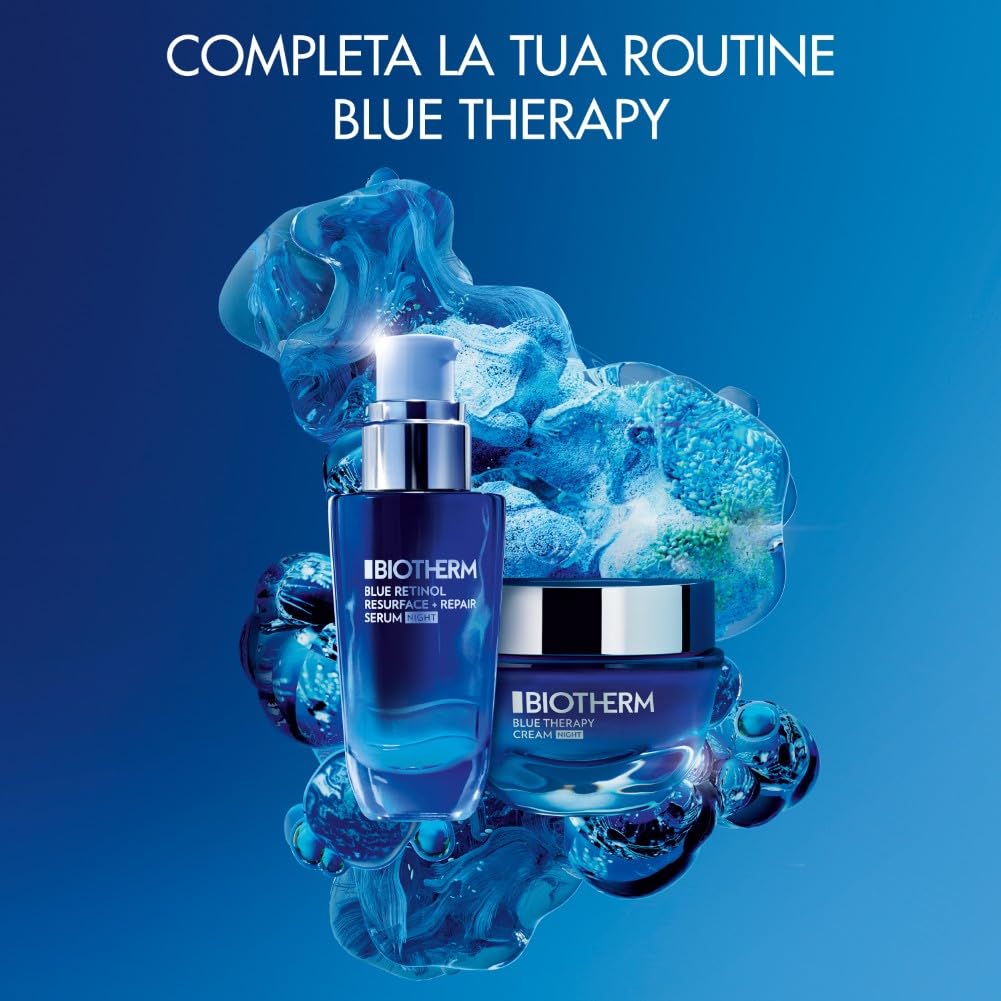 Biotherm, Blue Therapy Crema de Noche Hidratante y Antiedad, Reduce Arrugas y Manchas Oscuras, Enriquecida con Life Plankton, Todo Tipo de Pieles, 50 ml