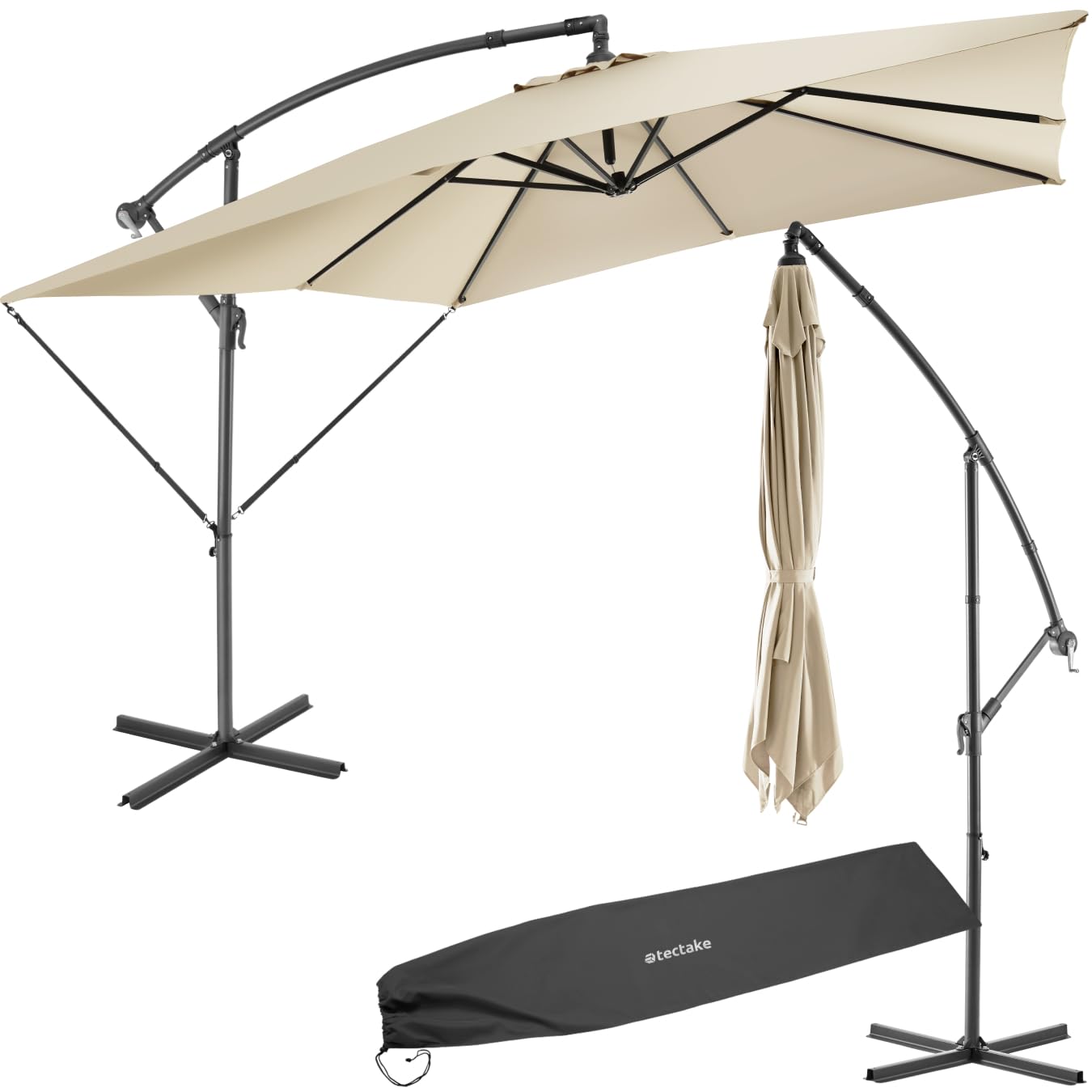 Sombrilla de playa con manivela manual y parasol terraza TecTake 8