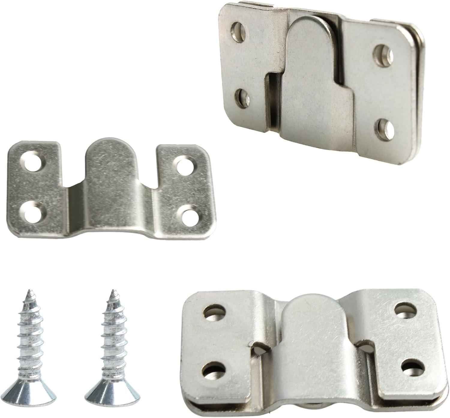 16PCS Flush Mount Bracket, 54x30mm Interlocking Furniture Connector, Stainless Steel Picture Hangers Photo Frame Hook, Headboard Wall Mounting Brackets Sectional Couch Connectors