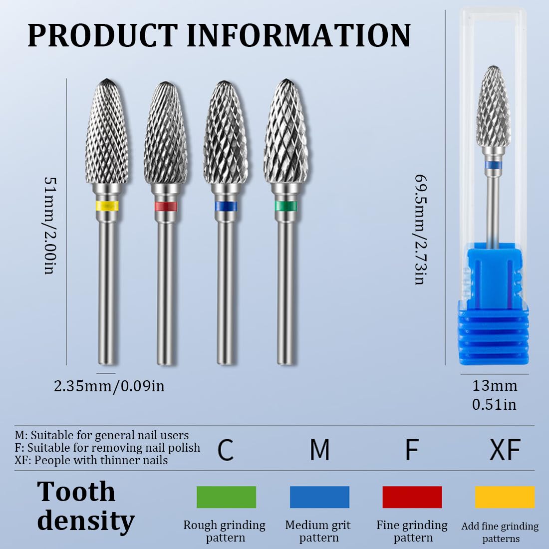 Punte per fresa per unghie, 4 pezzi, in acciaio al tungsteno, 3/32", punta per cuticole, punte abrasive, lima per unghie, punta per manicure, pedicure e cura delle unghie