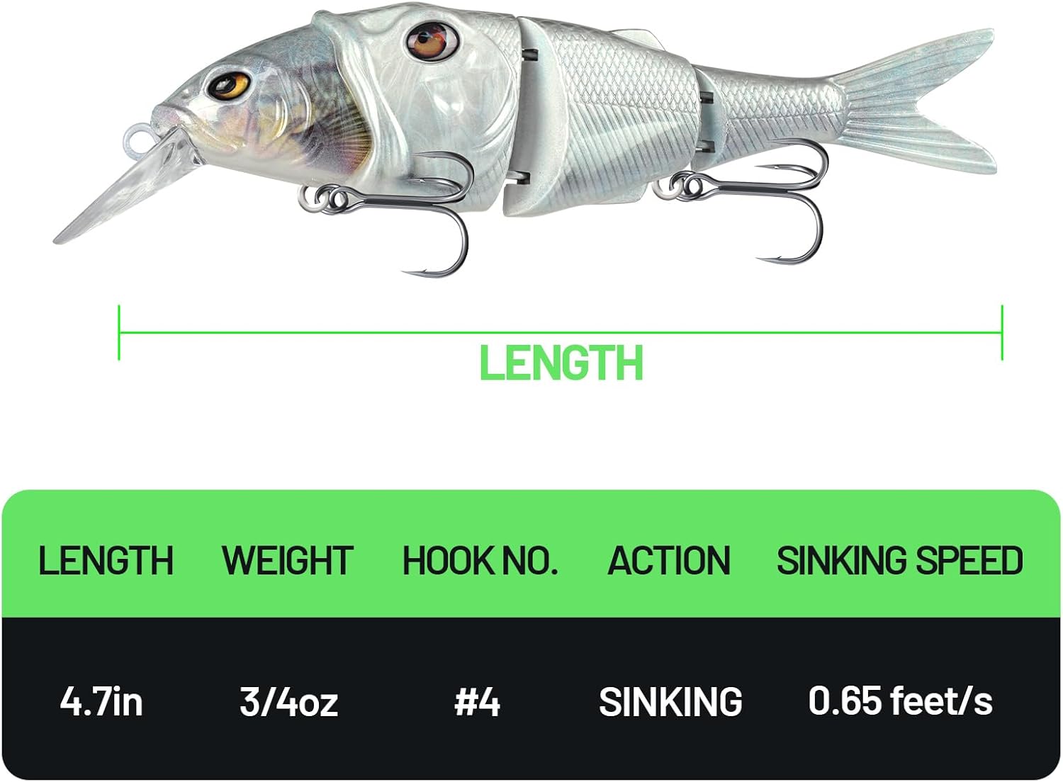 Handing Swimbaits for Bass Pike Walleye, 3 Pieces Lifelike Multi-Jointed Fishing Lures with Mustad Hooks, Fishing Bait for Freshwater and Saltwater - Image 6