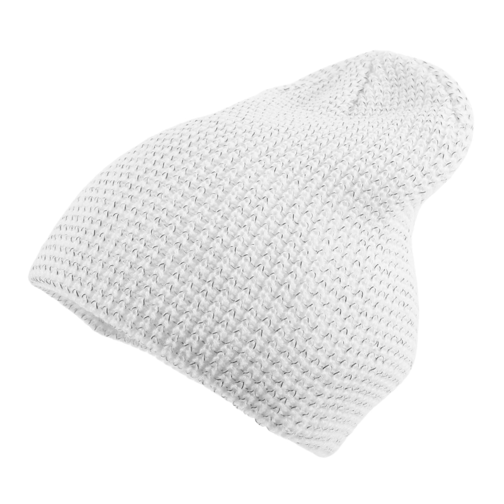 BESTYASH Reflective Beanie High Visibility Running Hat for Men Women Warm Knit Cap for Outdoor Sports Enhanced Night Safety Reflective Fibers for Running Cycling Activities White