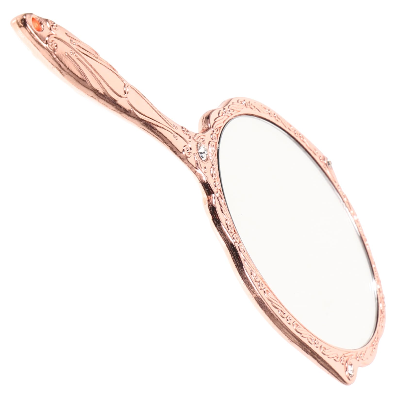 PACKOVE Vintage Handheld Mirror with Elegant Design Rotating Portable Makeup Mirror Decorative Mirror with Handle for Travel and Daily Use