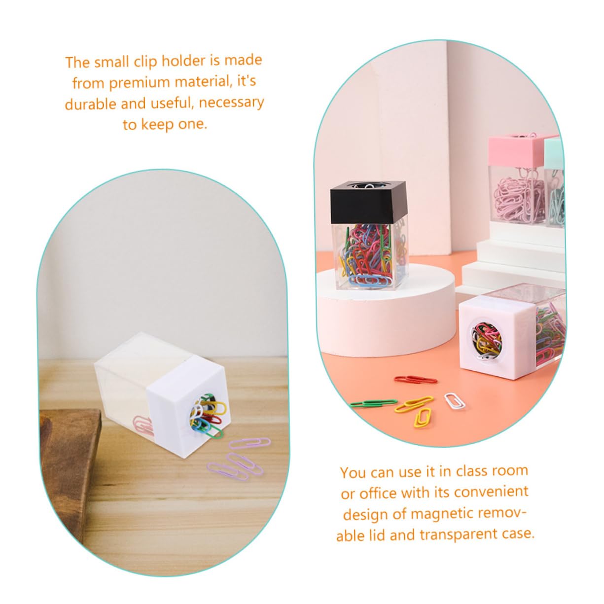 Operitacx 10pezzi Dispenser Magnetico Per Graffette Da Portagrafette Trasparenti Design Quadrato Per Ufficio e Scuola Capacità Elevata Per Clip e Accessori