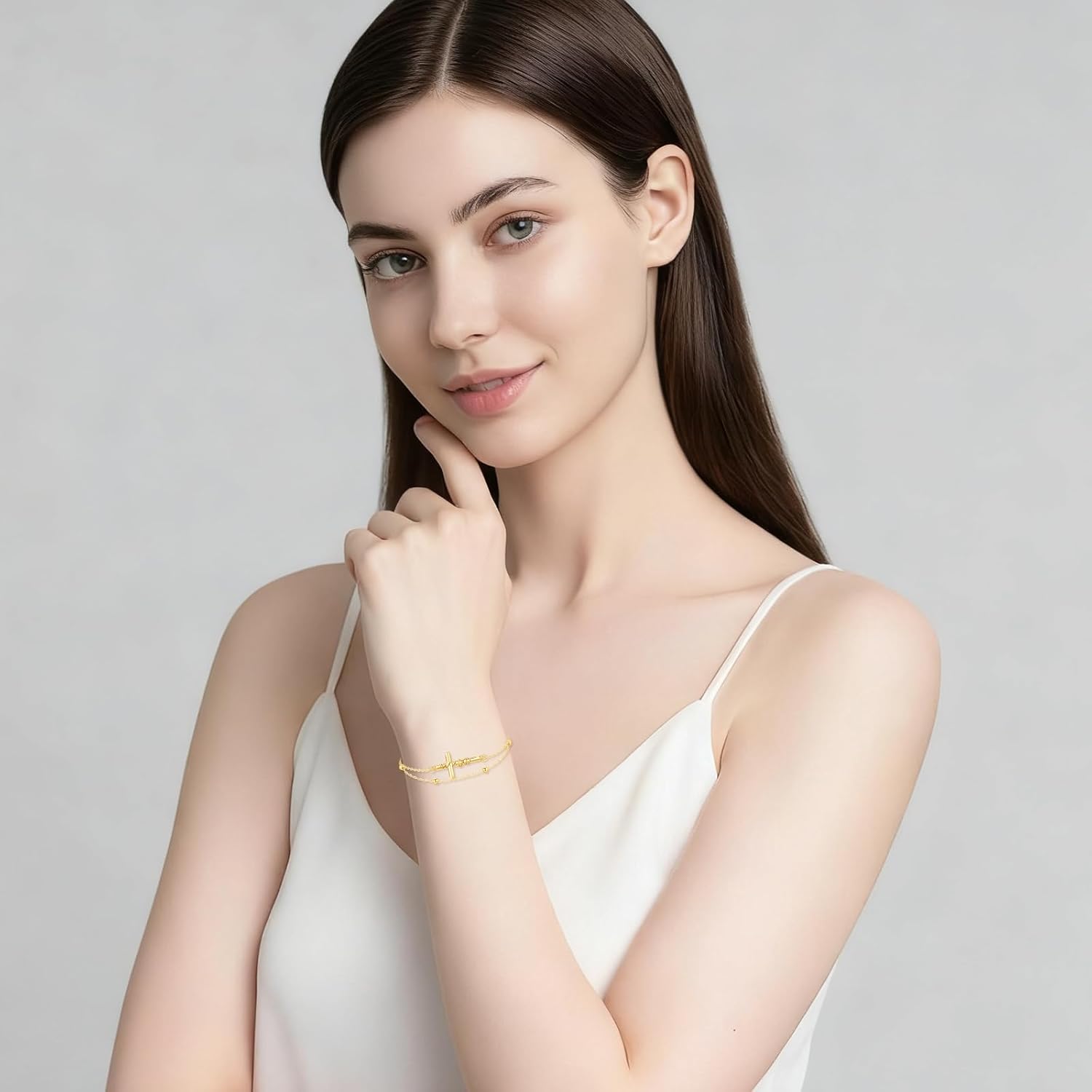 Midir&Etain Faith Cross Bracelet 925 Sterling Silver Gold Rosary Layered Anklet Religious Christian Jewelry Gifts for Women - Image 6