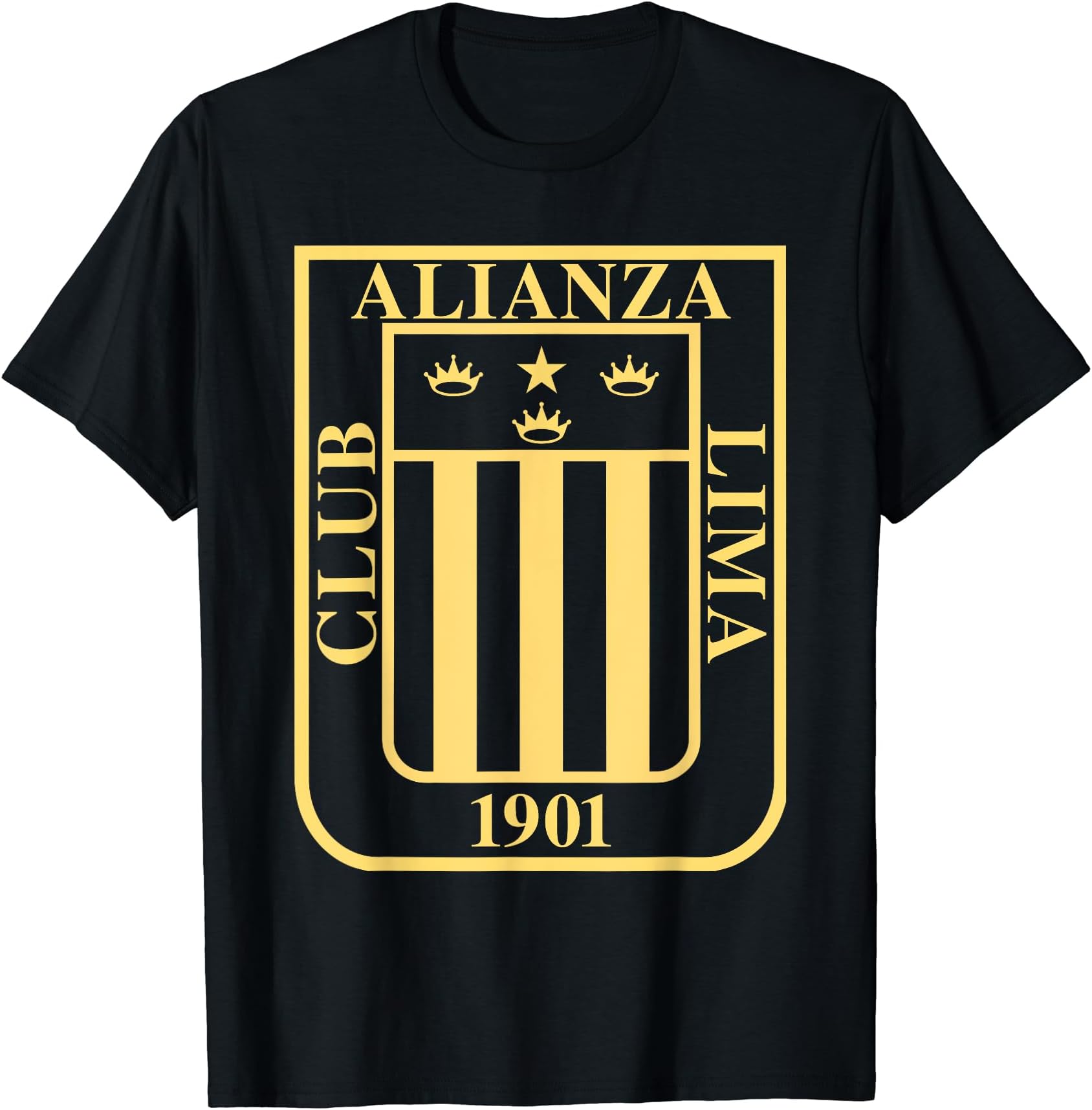 Carlitos PeruvianAlianza Lima Escudo Dorado Unisex T-Shirt, Black, Small