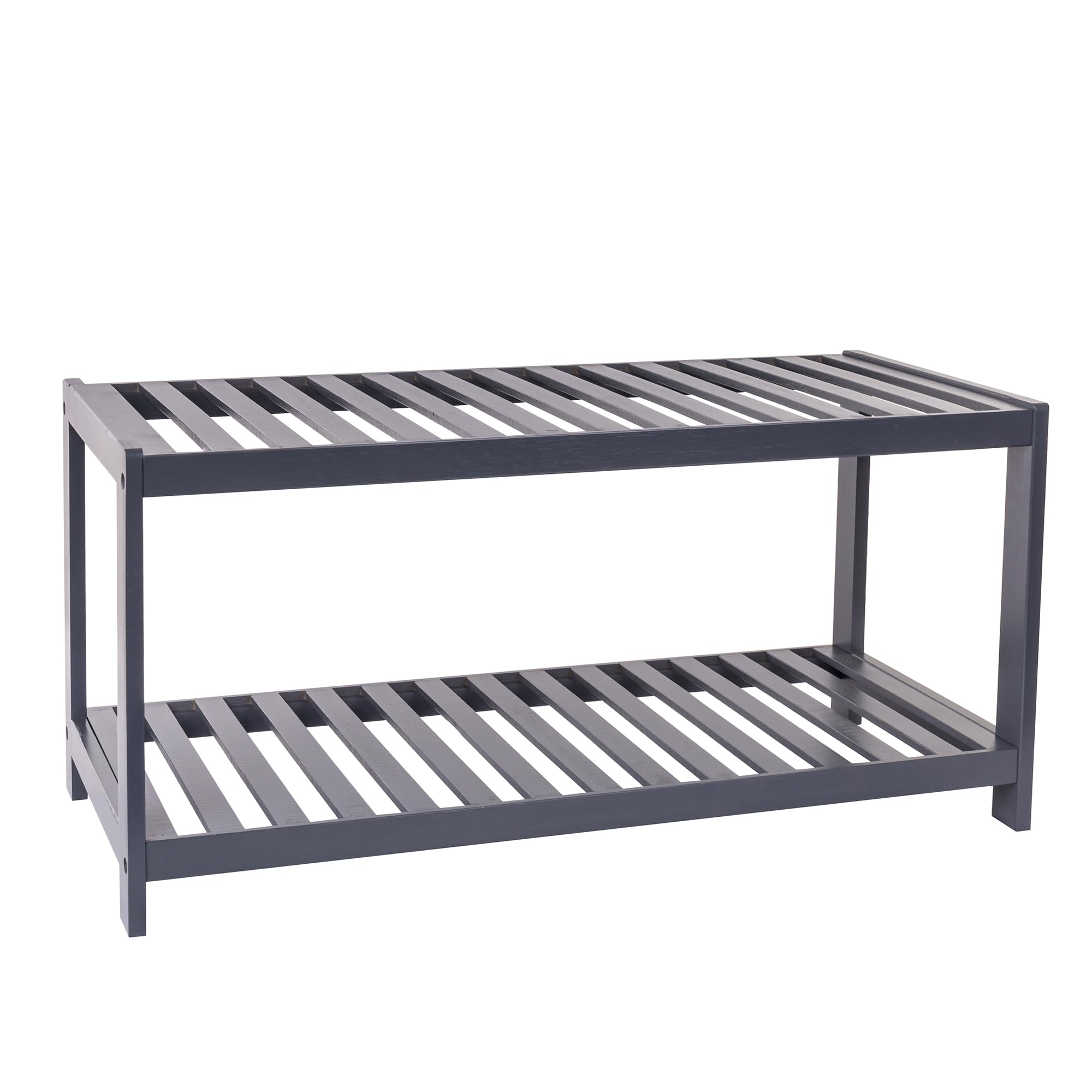 Bamboo Shoe Rack Natural – Easy Assembly & Strong Design Stand Shelf Organizer Ideal for Corridor, Bedroom, Bathroom, Hallway & Small Spaces, Large Capacity (Grey, 2 Tier)