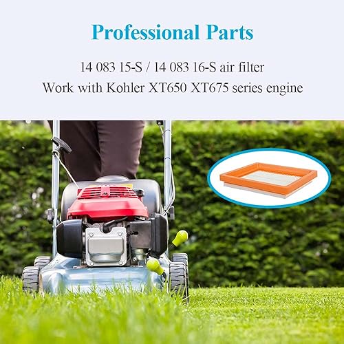 Miniatura 4 de Paquete de 2 filtros de aire prémium 14 083 15-S compatibles con Kohler XT650 XT675 para cortacésped con motor Kohler XT650 XT675