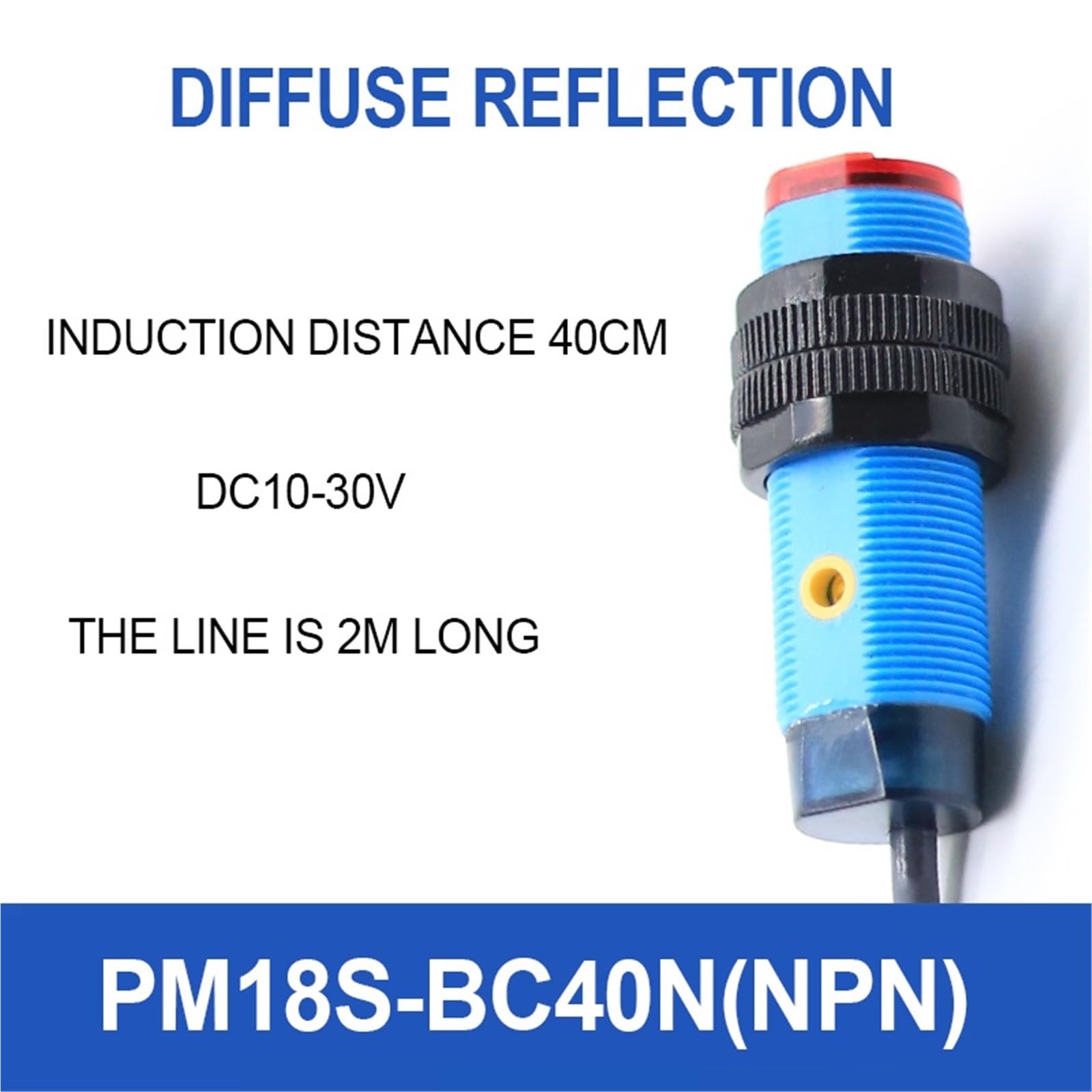 Fotocélula de detección de vidrio transparente M18, Sensor fotoeléctrico de retroalimentación difusa, interruptor de proximidad, Detector de movimiento