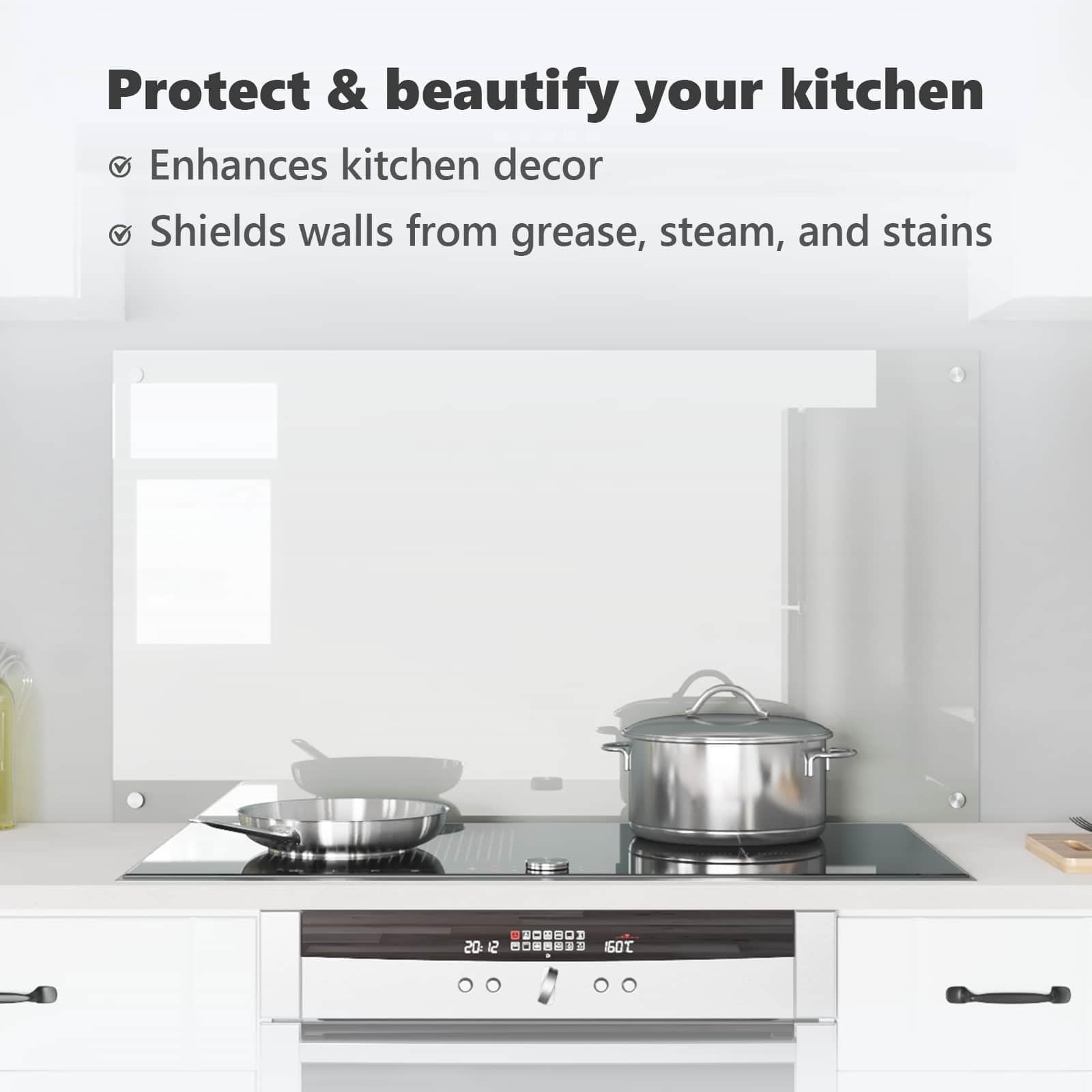 vidaXL Przód kuchenny przezroczysty 110 x 60 x 0,6 cm szkło hartowane, Nowoczesny backsplash do kuchni, wytrzymała, odporna na ciepło osłona, minimalistyczna panel ochronny